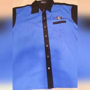Vintage Miller Beer Sz Large Blue And Black Bowling Shirt.